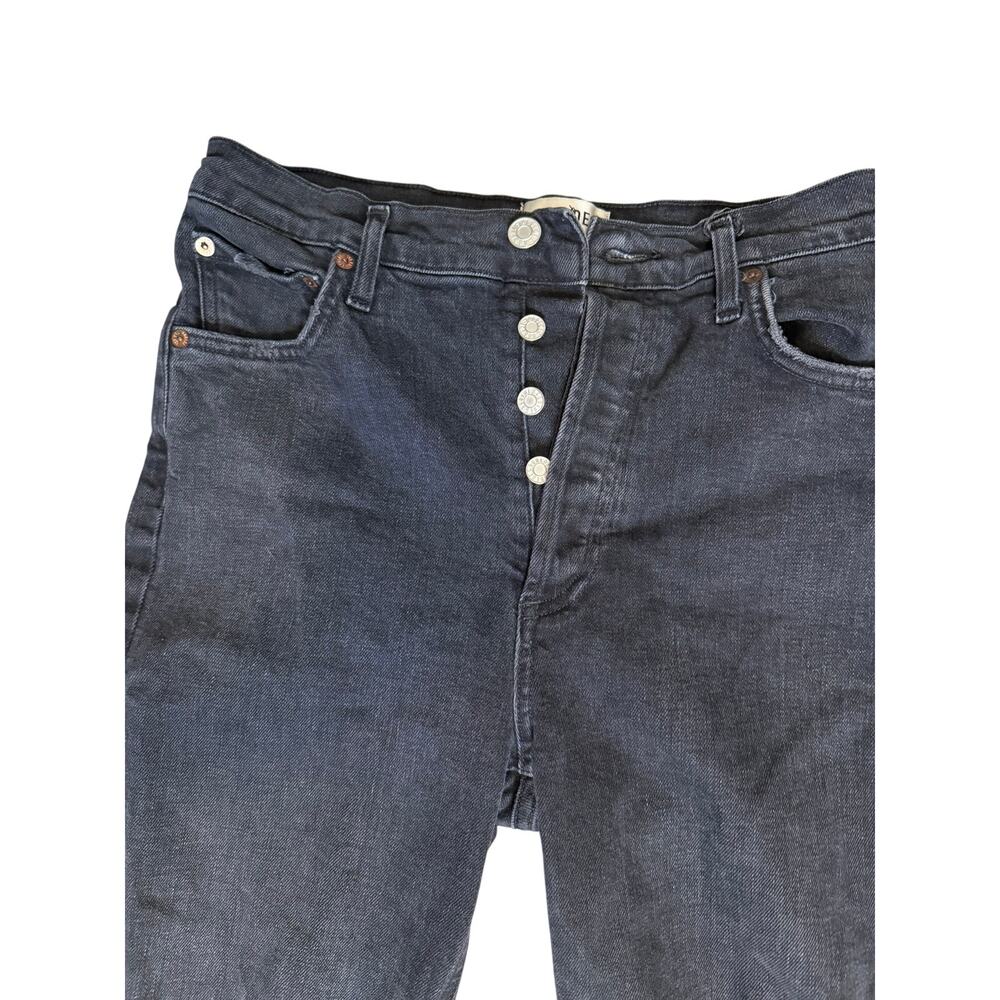 AGOLDE Nico High Rise Slim Jeans 28 | Washed Black | 5-Button Fly | Knee Rip - Picture 2 of 10